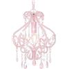 vidaXL Lampadario con Perle di Cristallo Rotondo 1 Lampadina E14 Lampada Soffitto Luce Pendente Base in Metallo Rosa Gocce Acrilico Trasparente