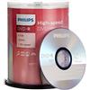 PHILIPS DVD-R vergini Philips DM4S6B00F 4,7GB, 120min. in campana da 100 pezzi