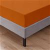 IlGruppone Il Gruppone Passione Casa Lenzuolo sotto con Angoli Elastici 100% Puro Cotone Lenzuola in Vari Colori A Tinta Unita Angolo Elastico - Arancio - Singolo