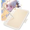 ugee Q6 tavoletta grafica portatile 6 × 4 pollici con cavo di tipo C integrato per il disegno digitale online, beige