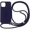 Ququcheng Cover Compatible con iPhone 15 Pro Max(6.7),Cellulare Girocollo Custodia con Cordino TPU corda Silicone Case Bumper per iPhone 15 Pro Max(6.7) Custodia-Blu
