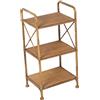 DRW Scaffale con 3 livelli in metallo e paglia intrecciata in naturale, 37 x 29 x 68 cm