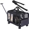 FASNATI Trasportino doppio scomparto con ruote staccabili per gatto/cane, trasportino per 2 piccoli gatti/cani/conigli, design super ventilato, ideale per viaggiare/passeggiare/campeggio, nero