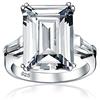 Bling Jewelry Anello di fidanzamento in stile Art Deco da sposa con grande solitario da 10CT AAA CZ taglio smeraldo per donne in argento sterling .925 con zirconi cubici e pietre laterali a baguette.