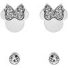 Disney Orecchini Minni Mouse, Collezione Acciaio Inossidabile, Colore Argento, UNICO, Pietre di zirconia cubica, Regalo per Ragazze e Donne (Chiaro 1)