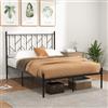 COSTWAY Telaio da Letto in Metallo, 190x140 cm, Struttura Letto con Testiera Fondamenta per Materasso Senza Rumore, Carico Massimo 360kg (Nero)
