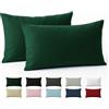 Dreamzie Federe 40x80 Cotone Rinforzato (Set da 2) - Verde - Trama Fitta a 57 Fili/cm² - Federe Cuscini 40x80 cm - Federe Cuscino 40x80 Certificate Oeko Tex - Dreamzie