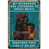 CREATCABIN Gatto Chitarra Targhe in Metallo Musica Rock Targa in Metallo Targhe Vintage Poster retrò Galleria di Decorazioni Stampa Artistica da Parete Dipinto da Appendere con Citazioni per caffè