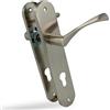 Amig - Set maniglia in alluminio con placca quadrata - 240x45 mm - 122 mm - Perno quadrato 8 mm - Con foro chiave 85 mm - Alluminio con finitura nichel spazzolato
