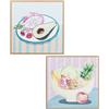 DRW Quadro su tela di bodegon di frutta con cornice in legno con vari colori 30x30x2cm