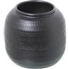 DRW Vaso da Tavolo in Alluminio Intagliato in Nero 16x16x15cm, Metallo