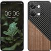 kwmobile Cover Compatibile con OnePlus Nord 3 5G - Custodia in Fibra di Carbonio e Legno - Bumper Anti Urto - Back Protection Marrone Scuro/Nero