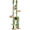 PETEPELA Cactus Tiragraffi alto a soffitto con grande condo, altezza regolabile 216-285 cm, centro attività gatto a 5 animali con accogliente amaca, piattaforme e palline da dangling