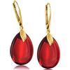 Amber by Mazukna - Orecchini in ambra rossa - Elegante gioiello in ambra con ciondolo con montaggio dorato per donna, orecchini a goccia in ambra, gioielli da donna, Klein, Argento sterling, Ambra