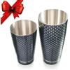 Kidia Boston Shaker Professionale in Acciaio Inox 304 con Pattern Geometrico Nero - Set 2 Tin 828 ml + 424 ml - Cofanetto in Legno Incluso - Kit Bartender per Cocktail, Bar, Casa, Regalo Elegante
