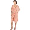 Maya Deluxe Womens Midi Dress Ladies Sequin Embellished Cape Sleeve Wrap Dress for Wedding Guest Bridesmaid Cocktail Prom Evening, Vestito Donna, Apricot Blush,