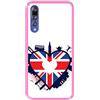 Hapdey Custodia per [ Huawei P20 PRO - P20 Plus ] Disegni [ Inghilterra, Bandiera a Forma di Cuore del Regno Unito ] Cover Guscio in Silicone Flessibile Rosa TPU