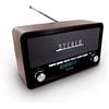 Metronic 477230 - Radio vintage digitale Bluetooth, DAB+ e FM RDS con ingresso audio, funzione doppio allarme e dimmer