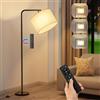 BokiHuk Lampada da Terra per Soggiorno, 163cm Lampada ad Arco con Telecomando e Paralume in lino Beige, Dimmerabile Piantana con 11 Cambiamenti di Colore da per Camera da Letto, Salotto, 8W Lampadina
