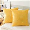 ETOLISHOP Set di 2 Cuscini per Divano in Velluto 40x40cm Federe Cuscini Divano Giallo Senape Copricuscini Divano Moderni Oro Ginkgo Biloba Cuscini per Divani per Soggiorno Camera Balcone Decorazione