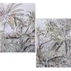 DRW Set di 2 quadri in stile tela con palme nei toni verde e grigio 70x100x3cm
