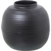 DRW Vaso da Tavolo in Alluminio Intagliato in Nero 25x25x23cm, Metallo