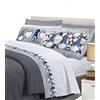 Il Gruppone Passione Casa Completo Letto 100% Caldo Cotone di Flanella Lenzuolo sotto con Angoli + Lenzuolo sopra + Federe Linea Gnomi - Una Piazza e Mezza - Blu