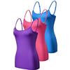 Blu Apparel Canotte da donna super morbide da 3 canotte senza cuciture, canotta morbida nera bianca e nuda elasticizzata taglie forti UK 8-22 gilet da donna confezione multipla per le vacanze, Viola/Blu/Rubino, L
