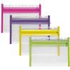 VELOFLEX 4354000 - Copridocumenti con zip, 4 pezzi, DIN A4, archiviabile, giallo, verde, rosa, viola, VELOBAG XS, tasca con zip