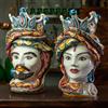 ROYAL SICILY Testa di moro in Ceramica Siciliana di Caltagirone Concordia Decoro Palermo Donna-Uomo H. 48 cm