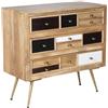 DRW Console Ingresso Mobile con 3 cassetti in Legno Naturale, Nero e Bianco, 90 x 40 x 85 cm, 90x40x85cm