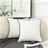 LIGICKY Set di 2 federe per cuscini in velluto bianco, stile moderno minimalista, tinta unita, con bordi in corda nera decorativa, morbide, quadrate, per divano, camera da letto, decorazioni per feste