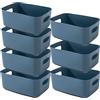 NCRGB 7 contenitori in plastica con manici, 25 x 18 x 10 cm, per bagno, cucina, cucina, bagno (blu scuro)