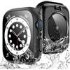 TAURI 2 Pezzi Cover Impermeabili per Apple Watch SE 3/2/1/ Series 6 5 4 44mm, [Certificazione IPX8 Impermeabile] con 9H in Vetro Temperato,[Protezione Completa] Copertura Sottile da 44mm-Nero