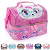 PinkSheep Borsa termica per il pranzo a due piani per bambini, grande, per ragazzi, ragazze, uomini, donne, con tracolla regolabile, unicorno (Kitty2)