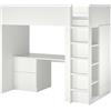 Ikea SMÅSTAD letto a soppalco, 90x200 cm, bianco bianco/con scrivania con 3 cassetti