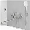 SHANFO Rubinetto Vasca da Bagno, Miscelatore Vasca da Bagno con Doccetta, Rubinetto Doccia Bocca Lunga 30CM, Spazzolata, 8Y2OK