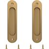 MOROBOR Maniglie ovali da incasso per porta scorrevole, 2 maniglie in lega di alluminio bronzo dorato con viti di montaggio per porta scorrevole da fienile (180 mm)