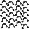 AERZETIX - C64963 - Set di 20 morsetti di fissaggio/serraggio in U con 2 fori per tubo Ø40mm - in plastica - DIN3016 - fascetta cavo filo parete per avvitare supporto idraulico - colore nero