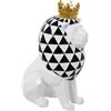DRW Figura di un re leone in resina in bianco, oro e nero 21,5x15x31cm