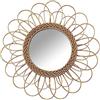 DRW Specchio rotondo da parete in vimini in naturale, 50 x 50 x 2 cm