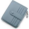 REETEE Porta Carte Credito Uomo e Donna RFID Blocco Portafoglio Sottile con Portamonete Vera Pelle Portacarte di Credito con Cerniera, Portacarte Uomo Slim con 14 Slot per Schede (Azzurro)