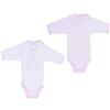 Ellepi - 2 Body con apertura sulla spalla a Maniche Lunghe 100% Cotone Rosa 9M
