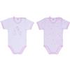 Ellepi - 2 Body con apertura sulla spalla a Maniche Corte 100% Cotone Rosa 9M