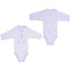 Ellepi - 2 Body con apertura sulla spalla a Maniche Lunghe 100% Cotone Azzurro 3M