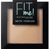 Maybelline Cipria Fit Me Matte&Poreless, Finish Opacizzante e Fissante, Pennello e Specchietto Inclusi, Classic Ivory (120),