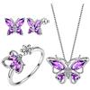 Aurora Tears Parure composta da collana e orecchini, in argento Sterling 925, con ciondolo a forma di farfalla, idea regalo per donne e ragazze e placcato Argento