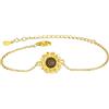 LINSTER Bracciale Girasole da Donna Argento 925 orecchini Bracciali girasole regolabili placcati in oro Regali di gioielli di Natale di compleanno per donne e ragazze