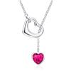 Qings Collana Cuore Donna Argento 925 Rubino Collana Ciondolo a Cuore Pietra Portafortuna Luglio Birthstone con Zirconia Brillante Natale Compleanno Gioielli Regalo per Ragazze Madre Figlia