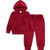 Happy Cherry Completo Sportivo Bambina Velluto Set di 2 Cappotto Zip con Cappuccio + Pantaloni da Jogging Ragazze Tute Corsa Casual Comodo per Autunno Inverno 5-6 Anni Rosso